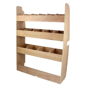 Monster Racking Ford Transit Regaleinheit aus Holz mit 3 Regalen und Fächern für Autozubehör.