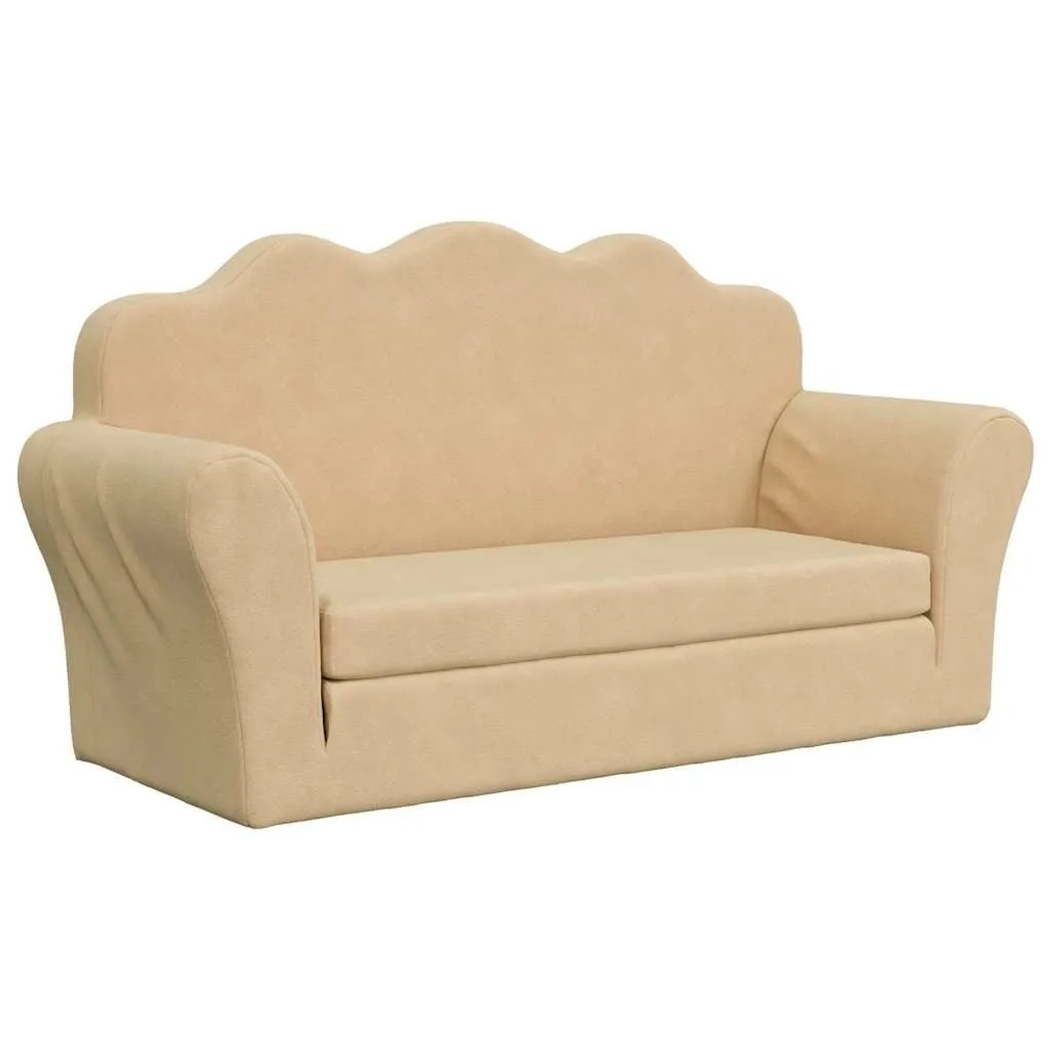 vidaXL Kinder-Schlafsofa 2-Sitzer Creme Weicher Plüsch 357061