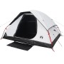 Weißes Furnicato Kuppelzelt für 4 Personen mit schwarzem Boden und verdunkelndem Innenraum, ideal für Camping.