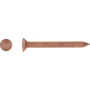 Kupferfarbene LUX Flachkopf Bootsnägel, 2,7x20mm, 50 Stück, für den Bootsbau.