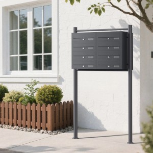 Wiltec 8Er Briefkastenanlage Anthrazit 2X4 Fächer Standbriefkasten Briefkasten