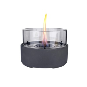 Tenderflame Tischfeuer Breeze 18, schwarzes Windlicht mit Flamme und 200 ml Tank.