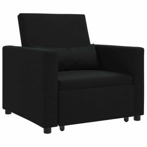 Schwarzes vidaXL Einzel-Schlafsofa mit Rädern, Stoffbezug, Sessel mit Schlaffunktion.