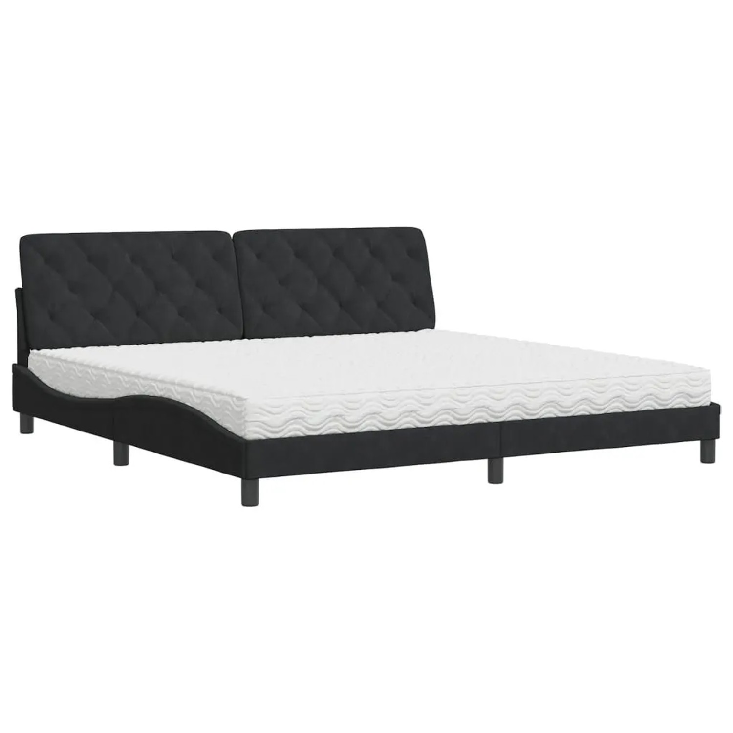 vidaXL Bett mit Matratze Schwarz 200x200 cm Samt 3208678