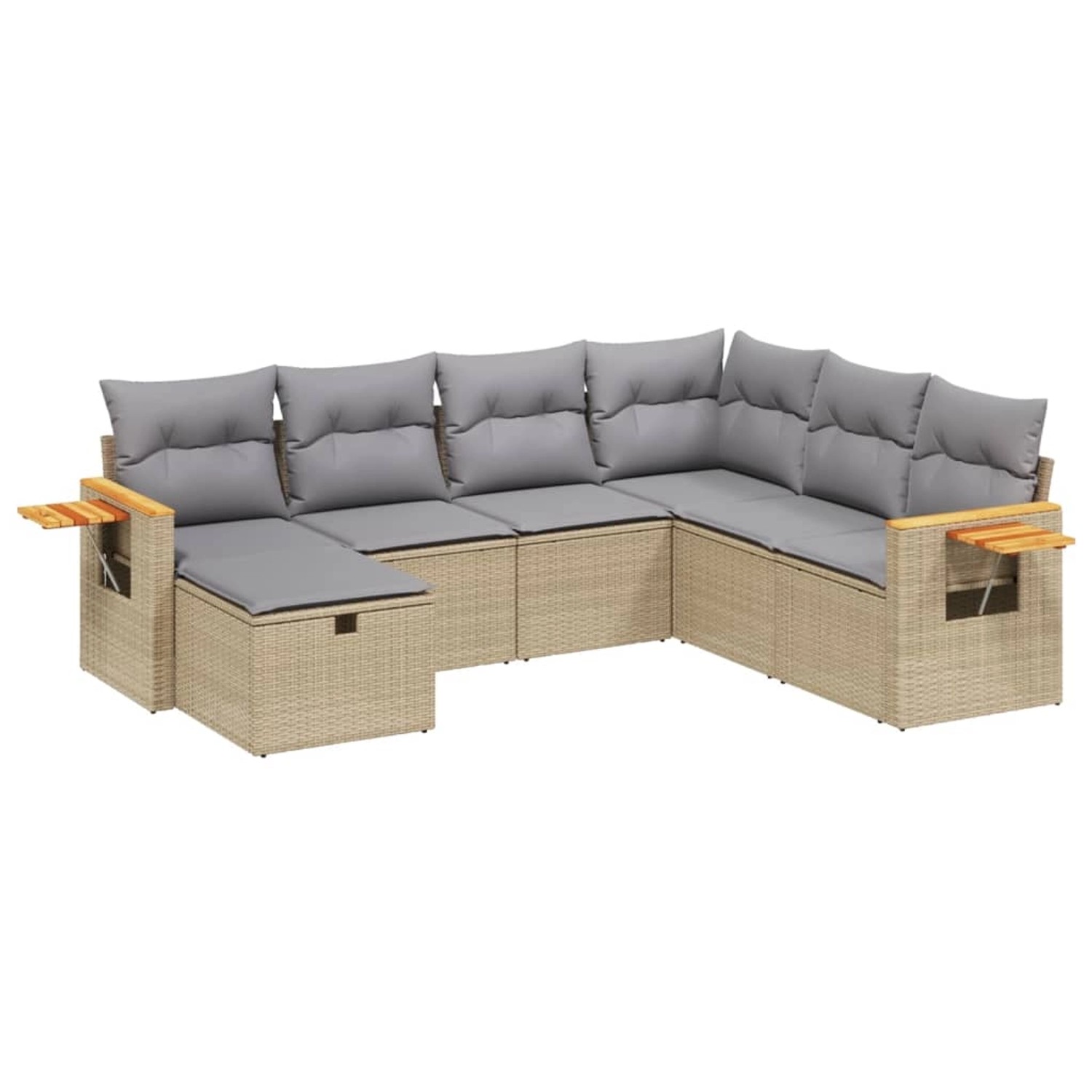 vidaXL 7-tlg Garten-Sofagarnitur mit Kissen Beige Poly Rattan Modell 174 günstig online kaufen