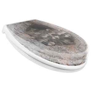 Banjado WC-Sitz mit Absenkautomatik und Kindersitz, Motiv: Drei Waschbären.