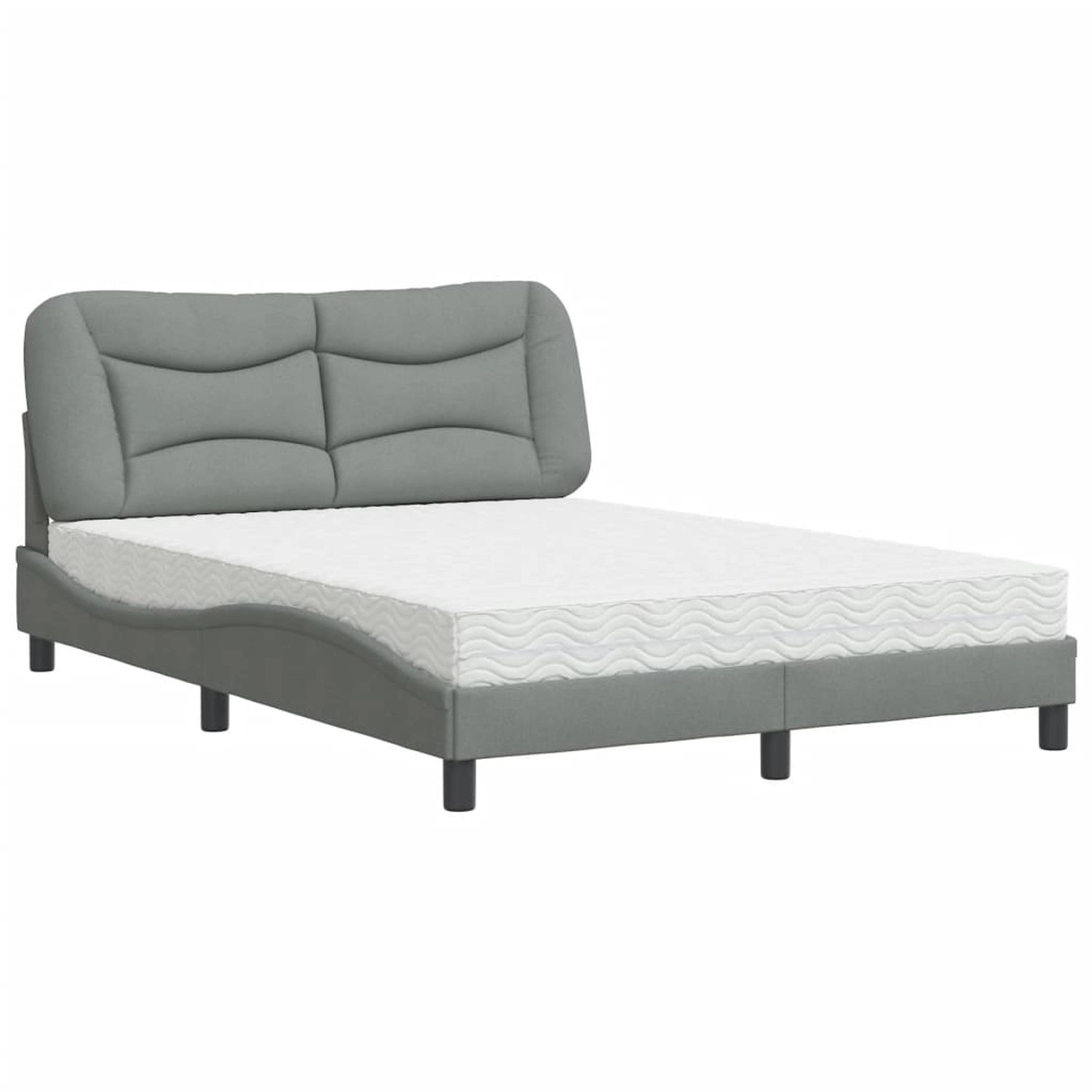 vidaXL Bett mit Matratze Hellgrau 120x200 cm Stoff2007268