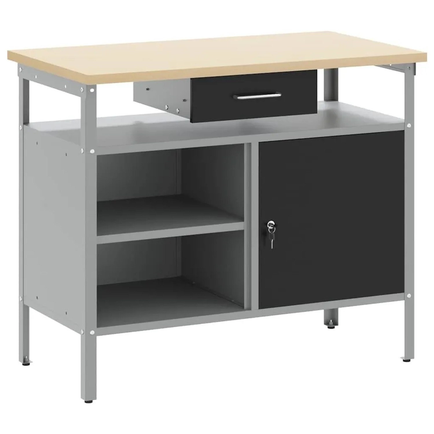 vidaXL Werkbank mit Schubladen Schwarz und Grau 100 x 55 x 85 cm 4103458