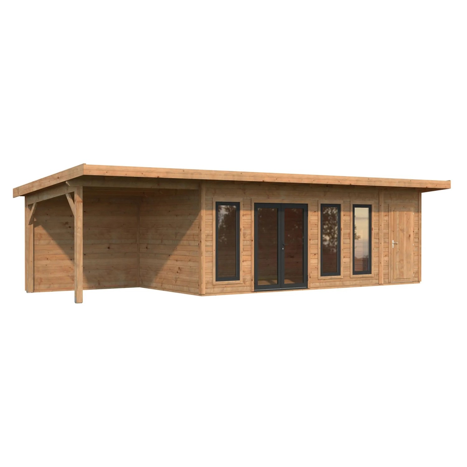 Palmako Holz-Gartenhaus Aurelia Pultdach Tauchgrundiert 973 cm x 300 cm 27,1 m²