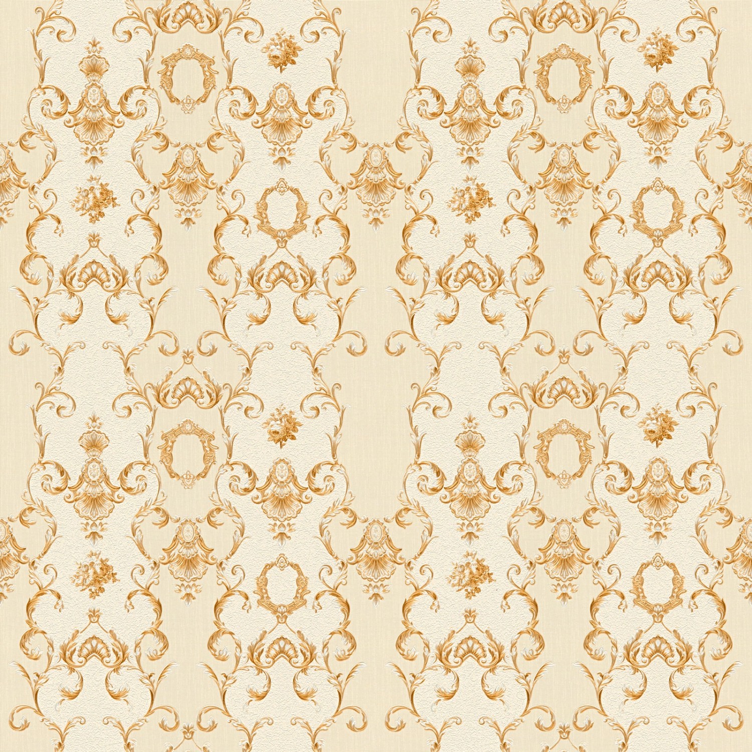 Bricoflor Tapete mit Gold Ornament Creme Vliestapete mit Barock Muster aus Vinyl Vlies Wandtapete mit Rokoko Design Fran