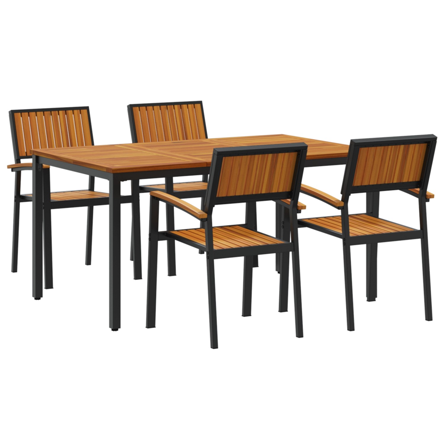 vidaXL 5-Teiliges Garten-Esszimmer-Set aus Massivem Akazienholz und Metall günstig online kaufen