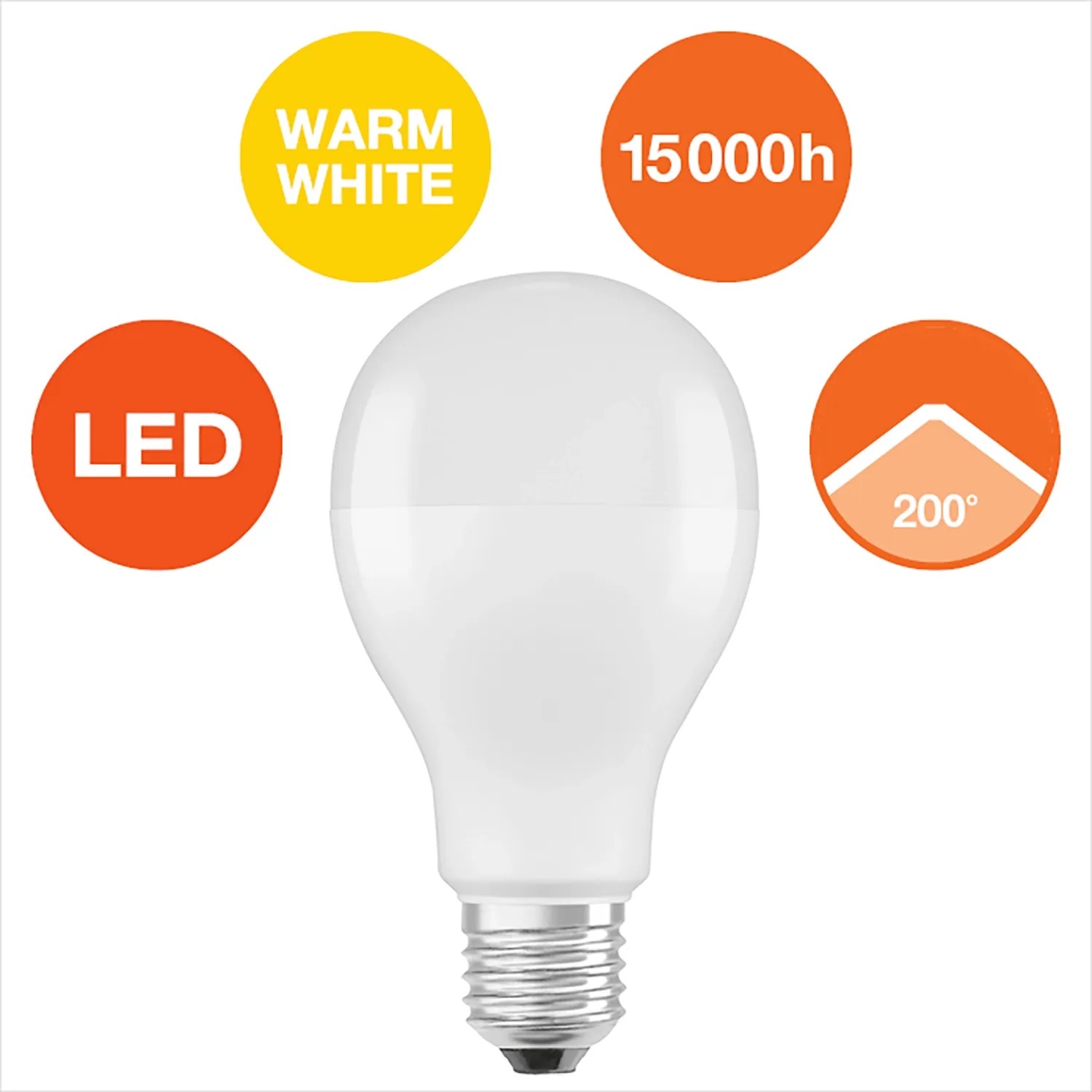 Osram E27 LED-Lampe in Glühlampenform, 19W, 2452lm, warmweiß, nicht dimmbar.