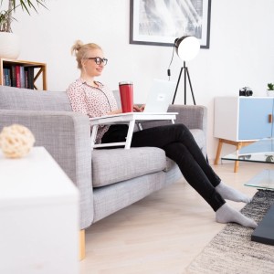 Relaxdays Laptoptisch Bambus Weiß Klappbar Höhenverstellbar 24 cm x 60 cm x 35 cm 2,5 kg