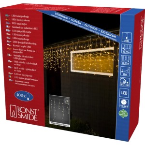 Konstsmide LED Lichtervorhang Eisregen Globes, 400 warmweiße LEDs für innen und außen.