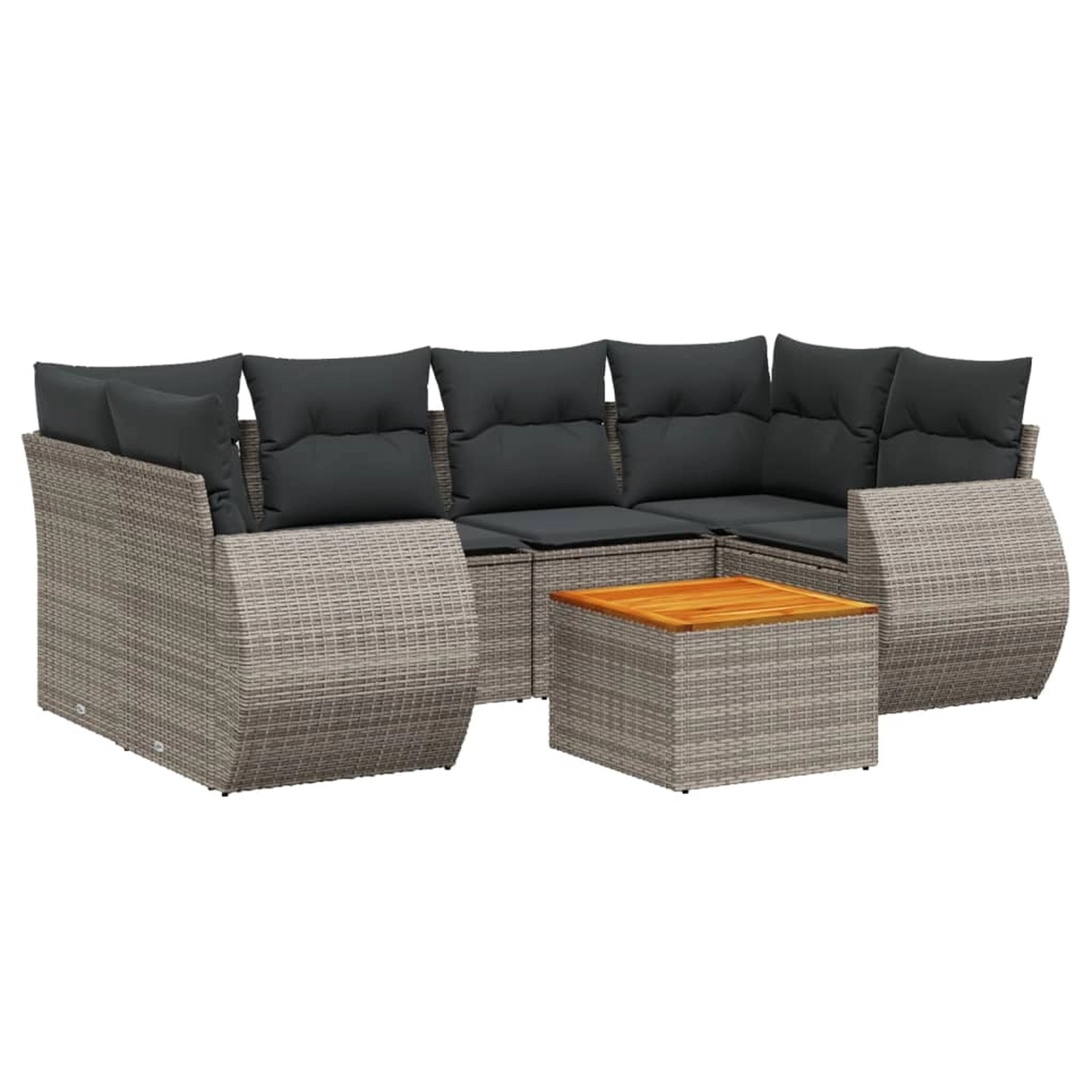 vidaXL 7-Tlg Garten-Sofagarnitur mit Kissen Grau Poly Rattan 3224905 günstig online kaufen