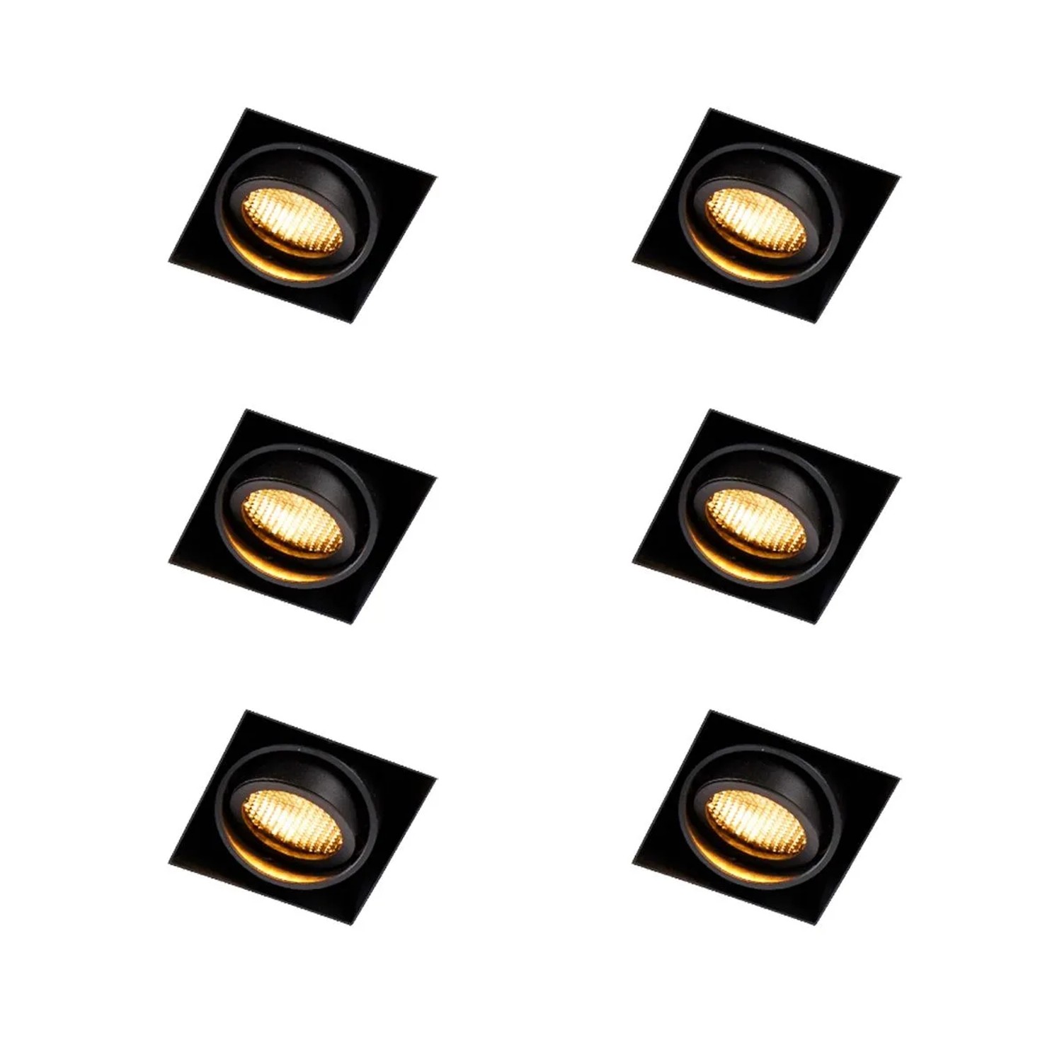 QAZQA Set mit 6 Einbaustrahlern Schwarz Verstellbar Rahmenlos Oneon Honey