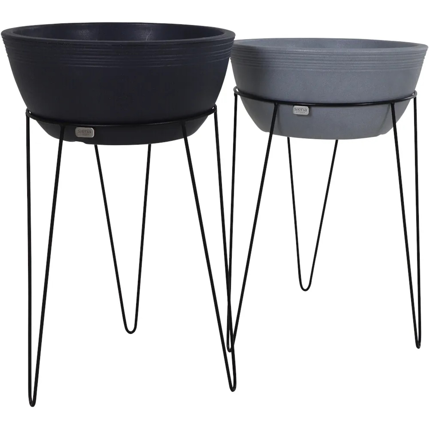 Siena Garden Pflanzenständer Riga, schwarz, Ø 35 cm, 50 cm hoch.
