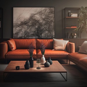 Brilo Akku-LED-Tischleuchte Bota, schwarz, Ø 11 cm, auf Wohnzimmertisch mit Deko.