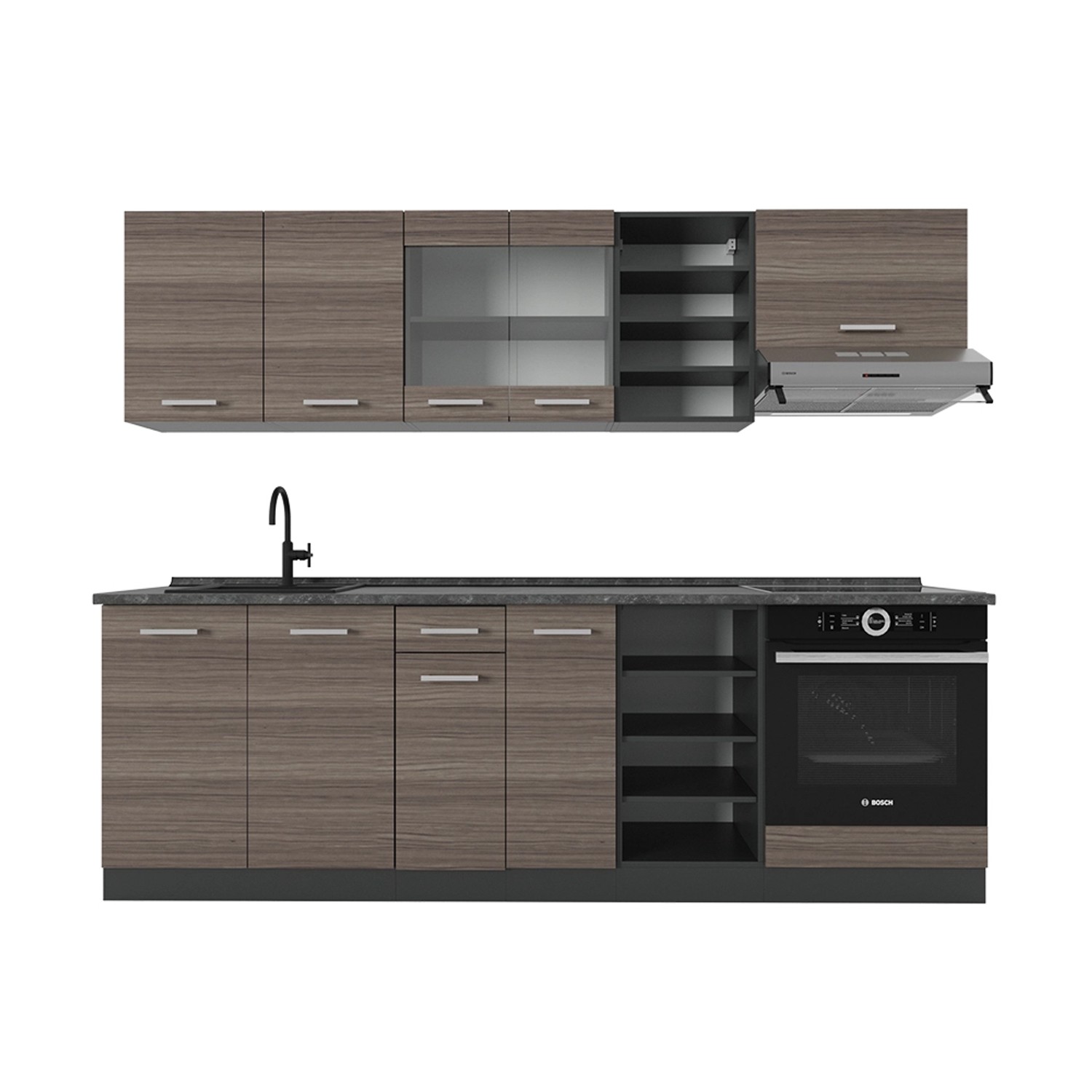 Vicco R-Line Küchenzeile Edelgrau/Anthrazit 240 cm AP Anthrazit günstig online kaufen