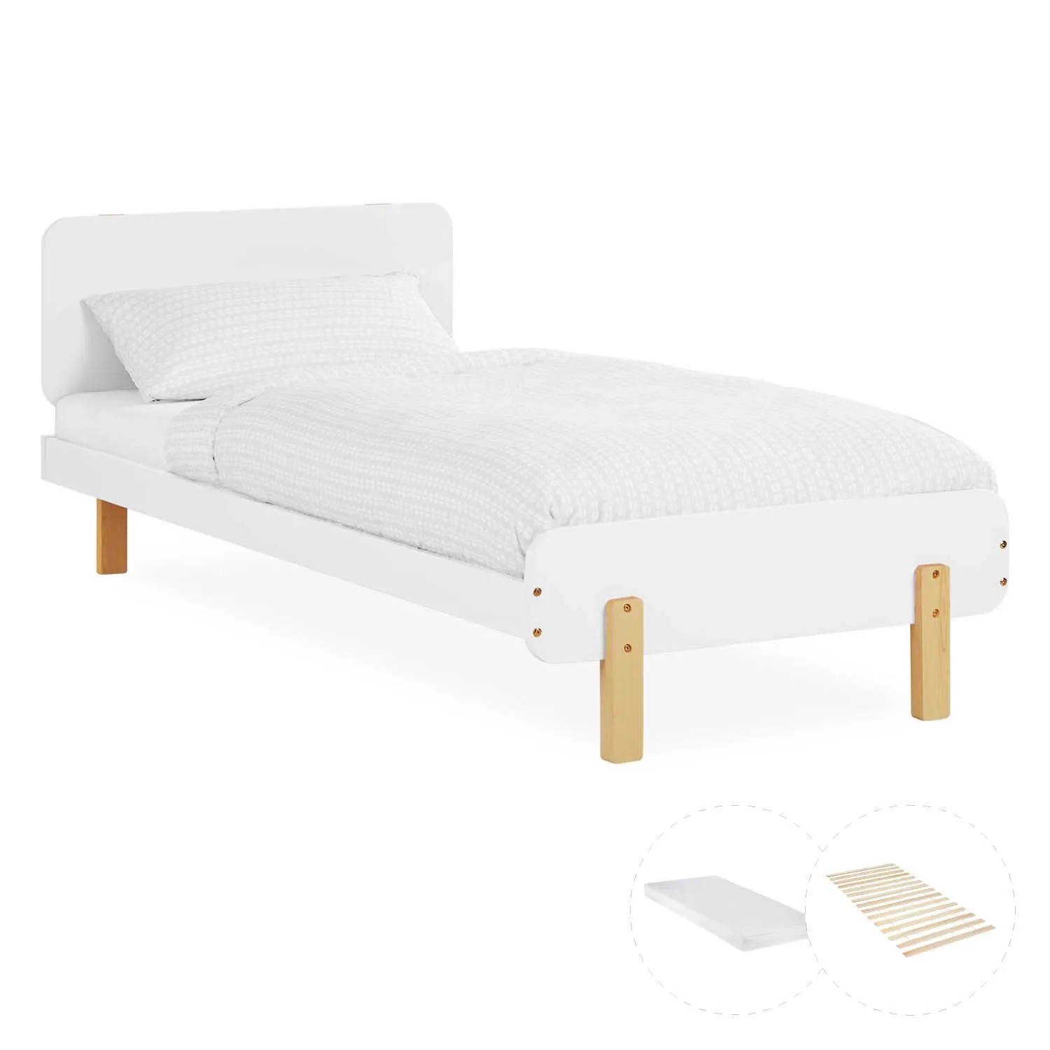 Homestyle4u Kinderbett 90x200 mit Lattenrost und Matratze in Weiß 2804