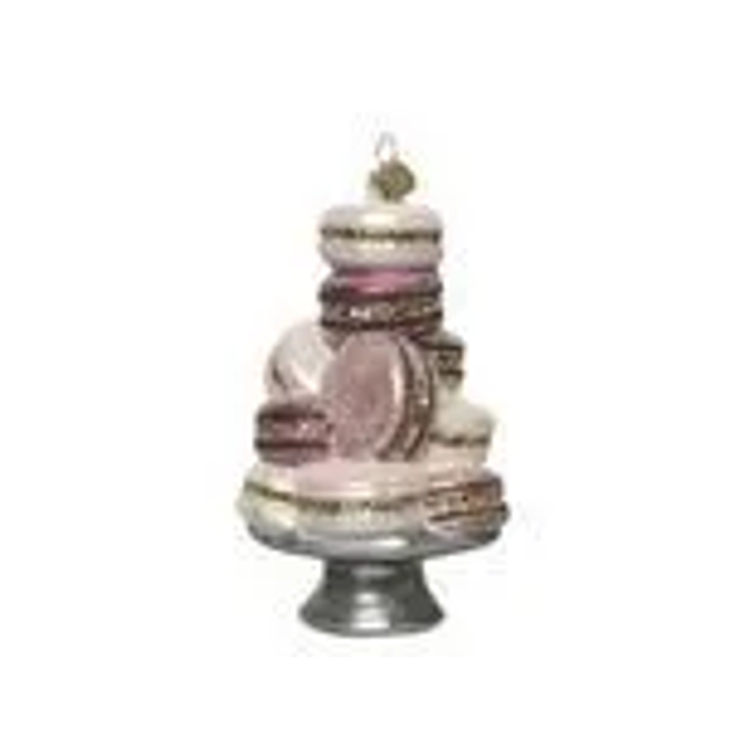 Kaemingk Christbaumschmuck Macaronturm Glas14 cm Rosa Braun