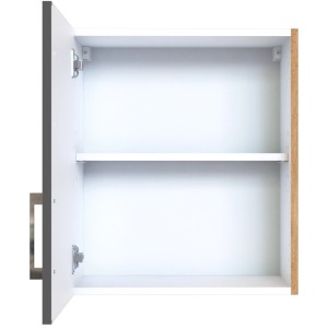 Offener Hängeschrank Sorrento in Anthrazit-Wotaneiche Optik mit Einlegeboden.