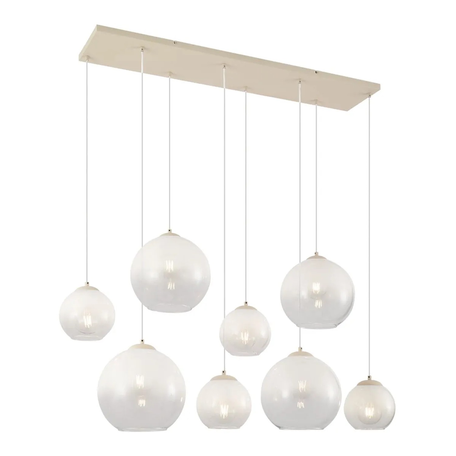 QAZQA Art Deco Hängelampe Beige mit Weißem Glas 8 Flammig Sandra