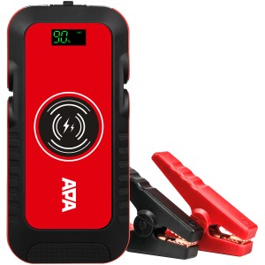 Rotes Apa Schnellstartsystem Lithium Powerpack mit Starthilfekabeln für Auto, 16.000 mAh.