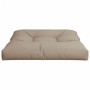 Taupefarbenes Palettenkissen 80x80x12 cm aus Stoff für Gartenmöbel.