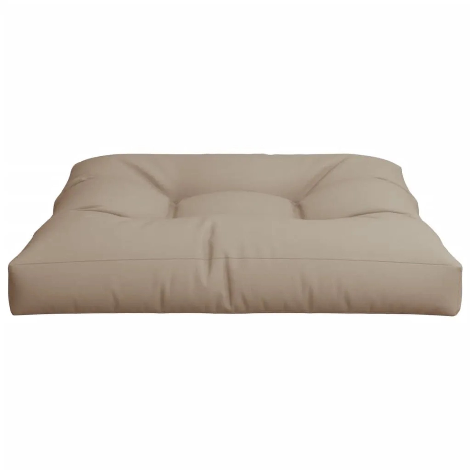 Taupefarbenes Palettenkissen 80x80x12 cm aus Stoff für Gartenmöbel.