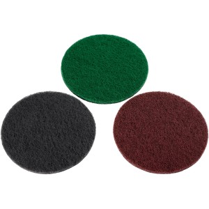 LUX Schleifvlies Set für Exzenterschleifer, 3-teilig, verschiedene Körnungen.