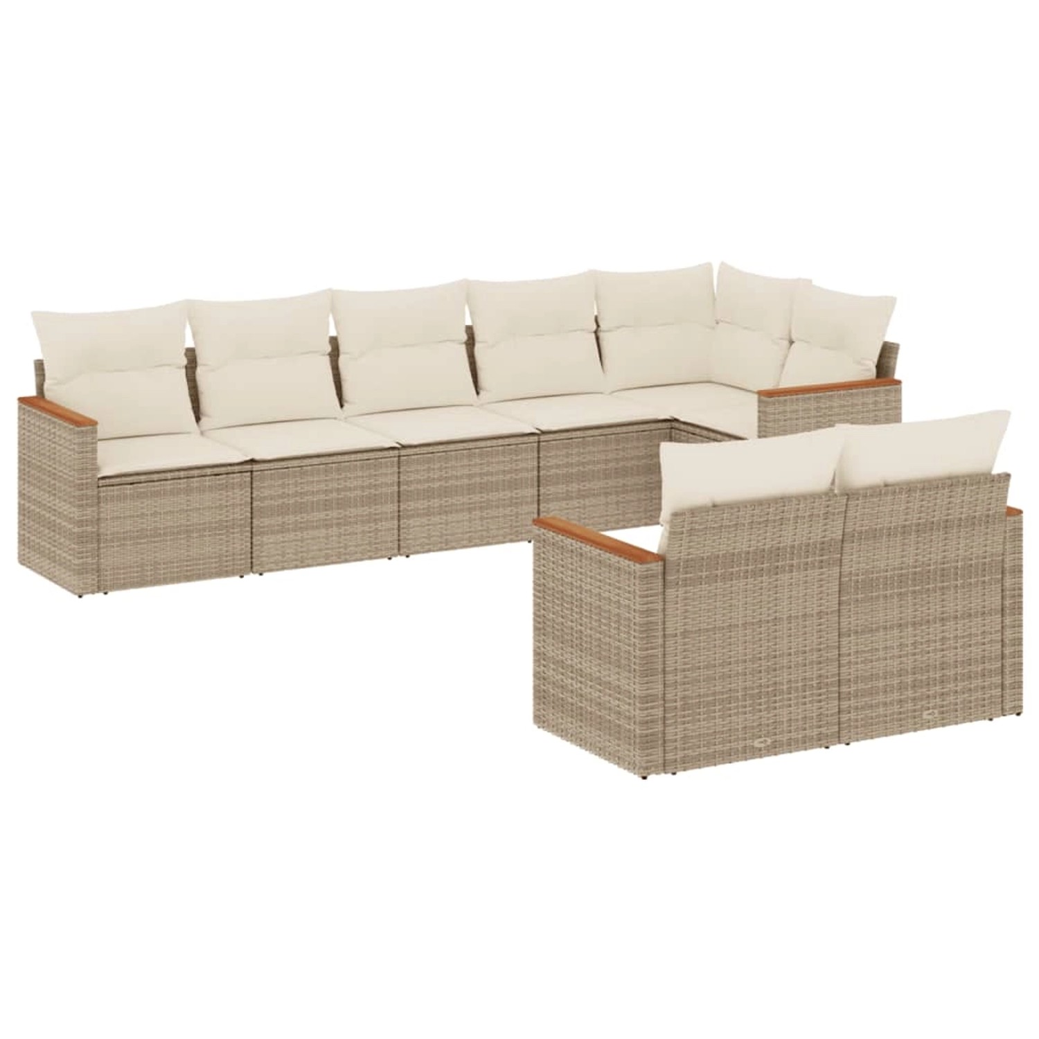 vidaXL 8-Tlg Garten-Sofagarnitur mit Kissen Beige Poly Rattan 3226149 günstig online kaufen