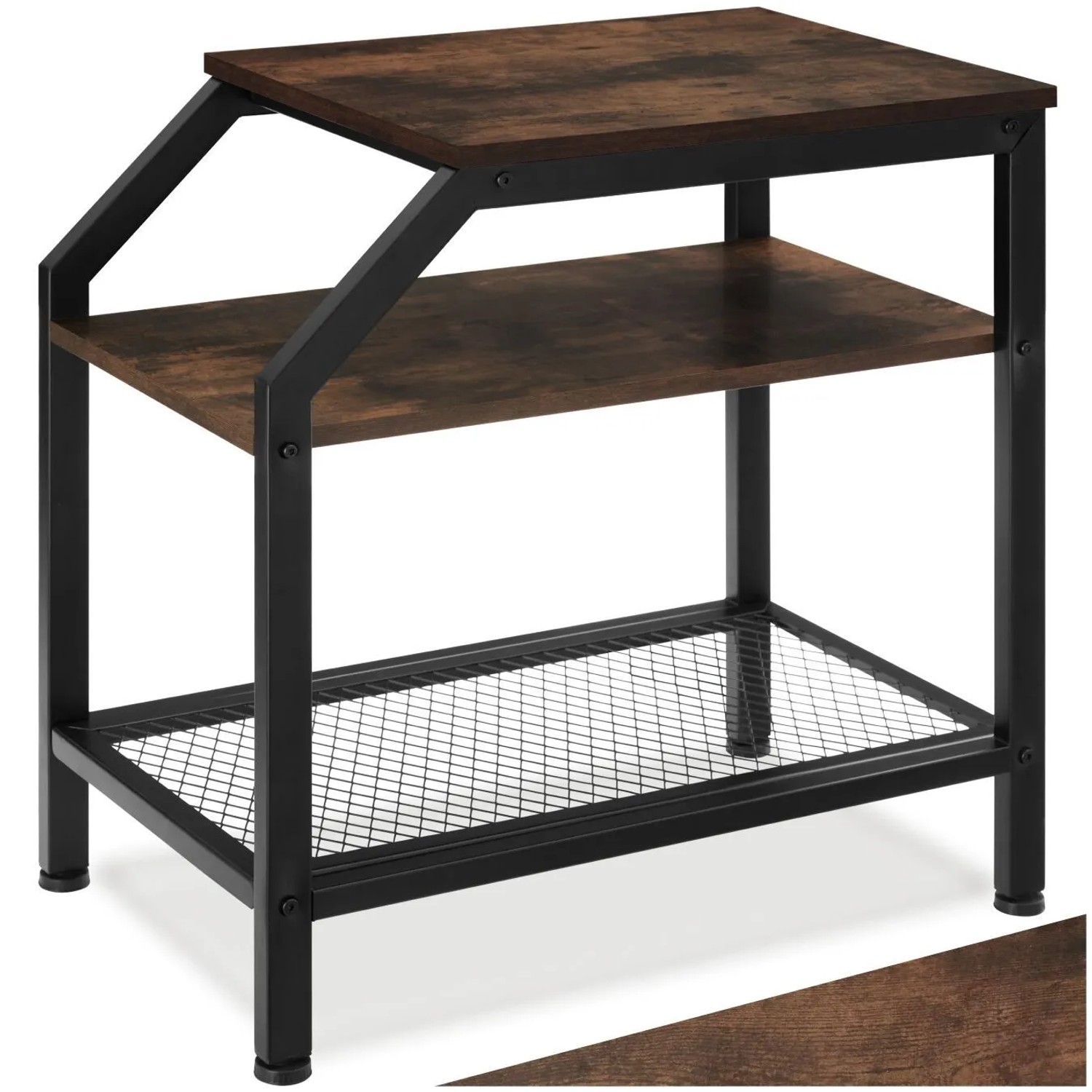 Tectake Beistelltisch Plymouth Industrial Style Holz und Stahl  58 50 x 36 50 x 59 50 cm Industrial Holz Dunkel  Rustikal