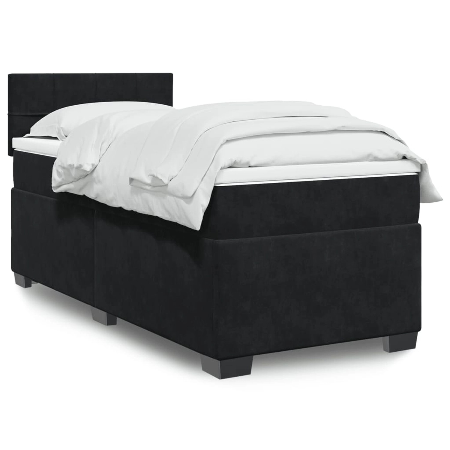 vidaXL Boxspringbett mit Matratze Schwarz 90x200 cm Samt 3288524 günstig online kaufen