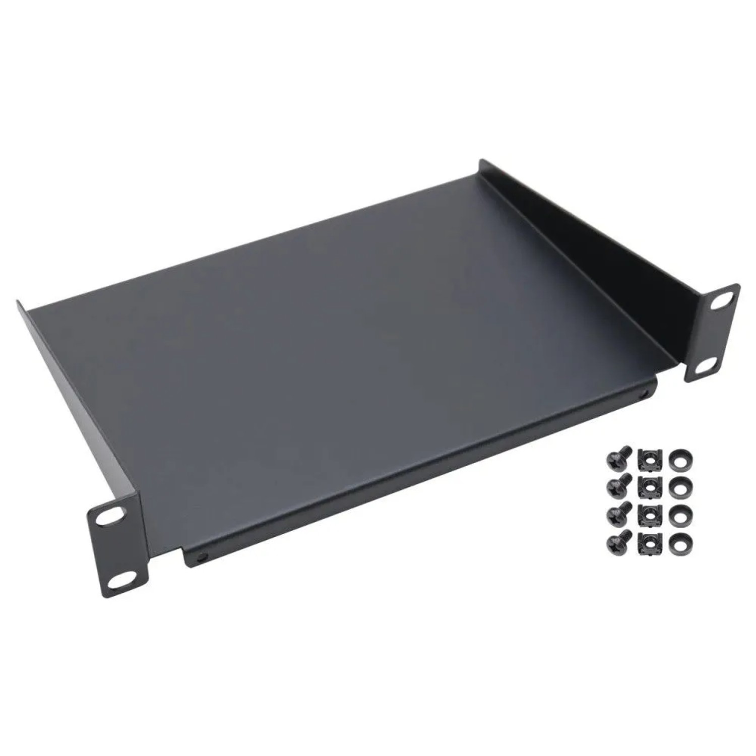 HMF 63399 Fachboden für Serverschrank 10 Zoll 1 HE 254 x 150 x 45 mm Schwarz