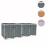 Anthrazit-graue Mülltonnenbox aus Tannenholz für 4 Tonnen. Modulares System mit Türen und Deckeln.