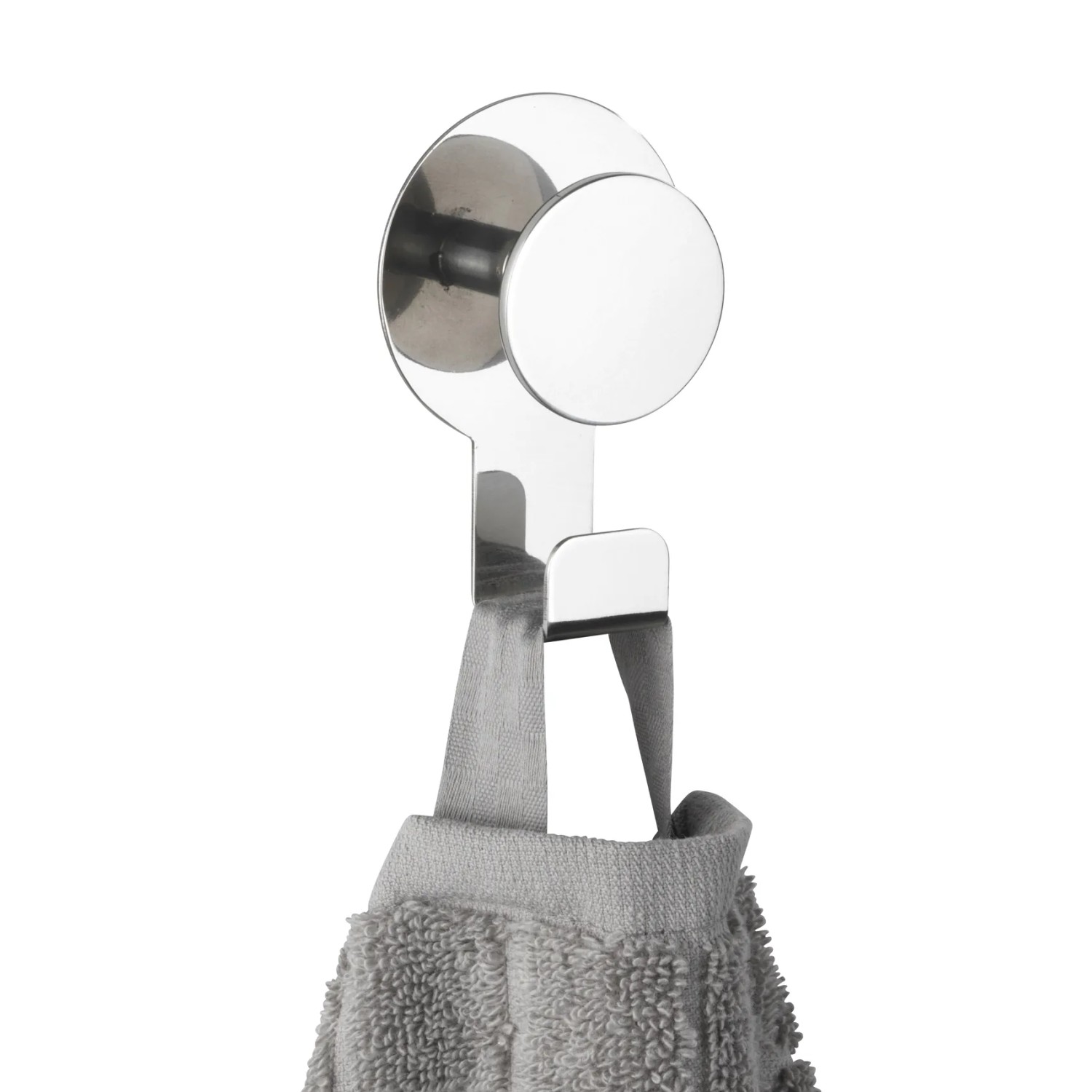 Wenko Wandhaken Blandas, Chrom, Edelstahl, mit Handtuch. Glänzender Handtuchhalter für Bad und Küche.