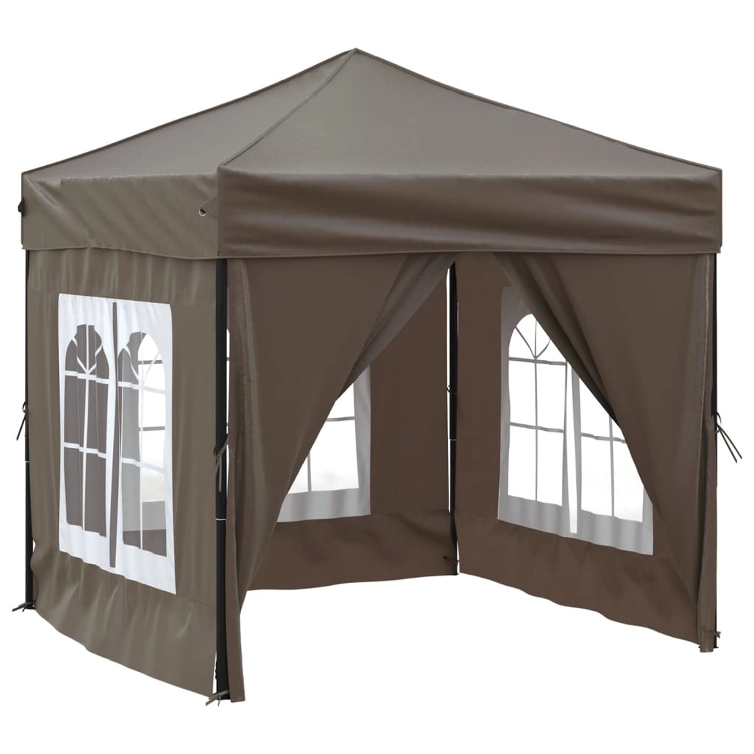 vidaXL Partyzelt Faltbar mit Seitenwänden Taupe 2x2 m