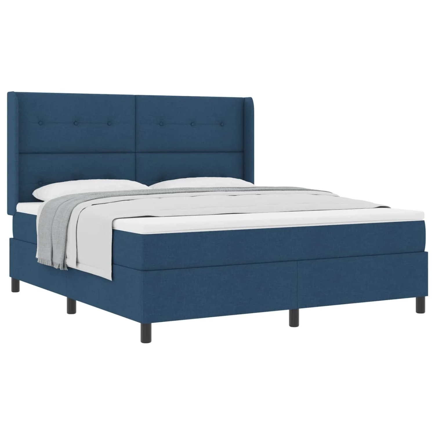 vidaXL Boxspringbett mit Matratze mit Kopfteil Blau 180 x 200 cm Stoff 3341664