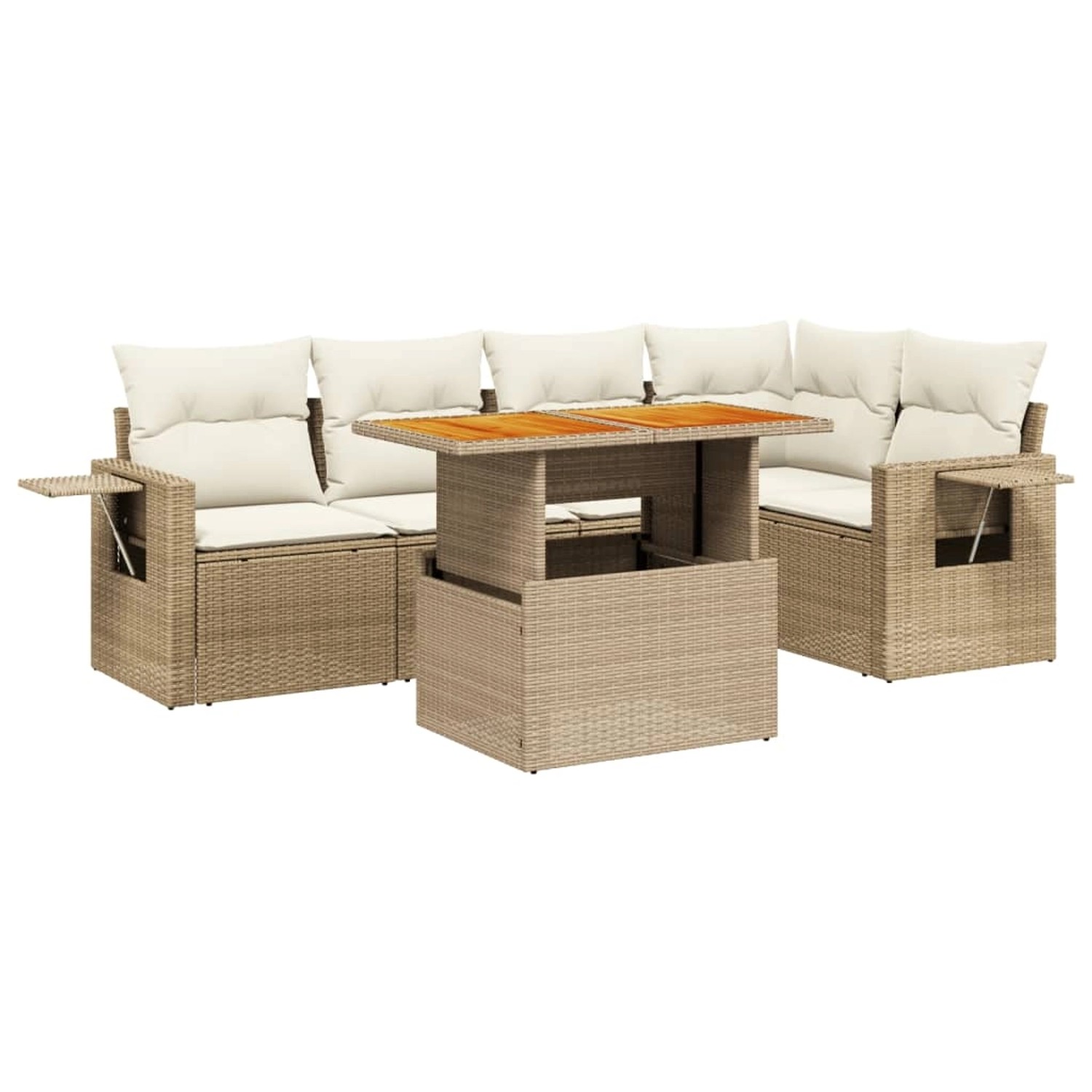 vidaXL 6-Tlg Garten-Sofagarnitur mit Kissen Beige Poly Rattan 3271744 günstig online kaufen