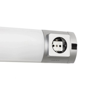 EASYLIGHT LED Wandlampe mit Schalter und Steckdose, 45 cm breit, 3000 K.