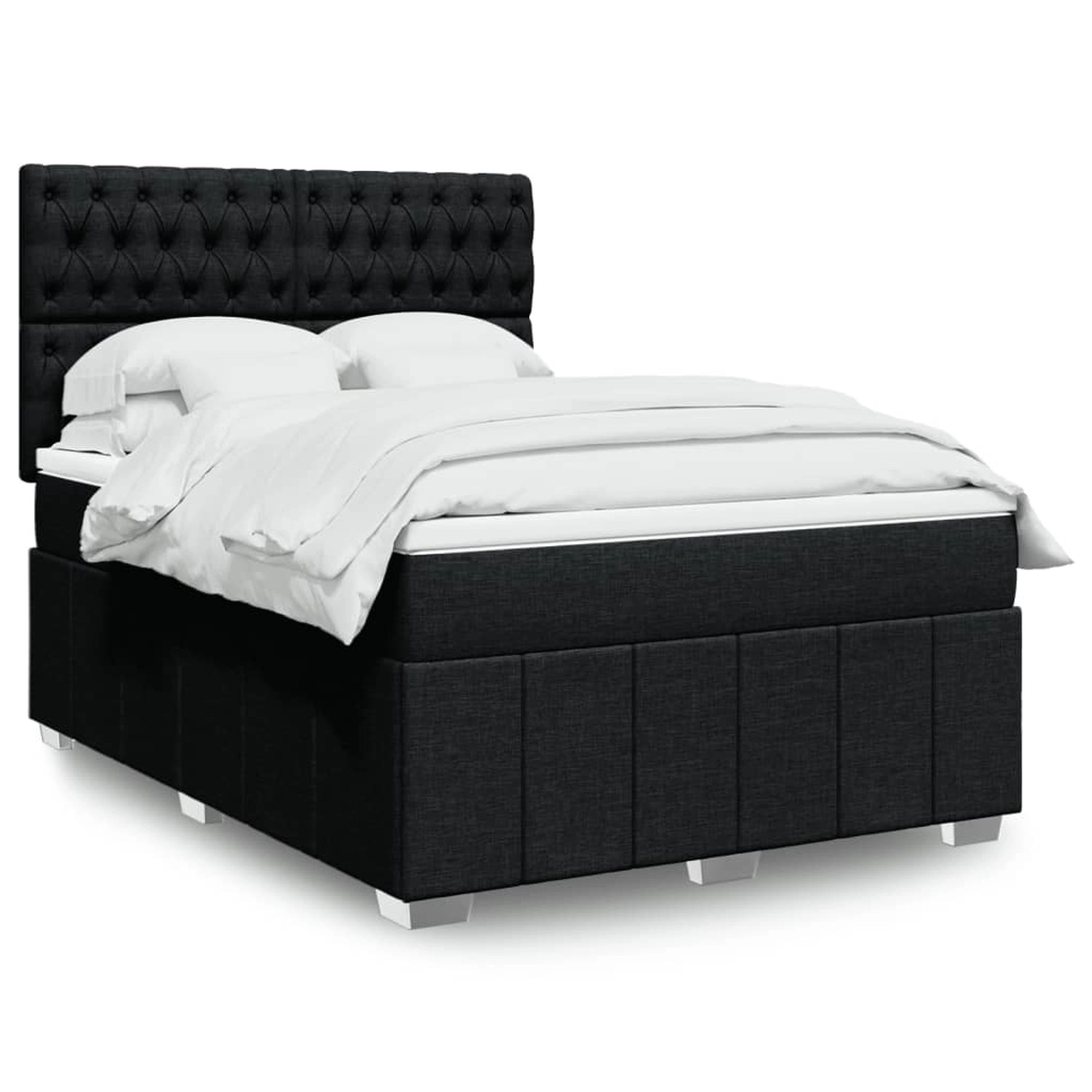 vidaXL Boxspringbett mit Matratze Schwarz 140x200 cm Stoff 3294000 günstig online kaufen