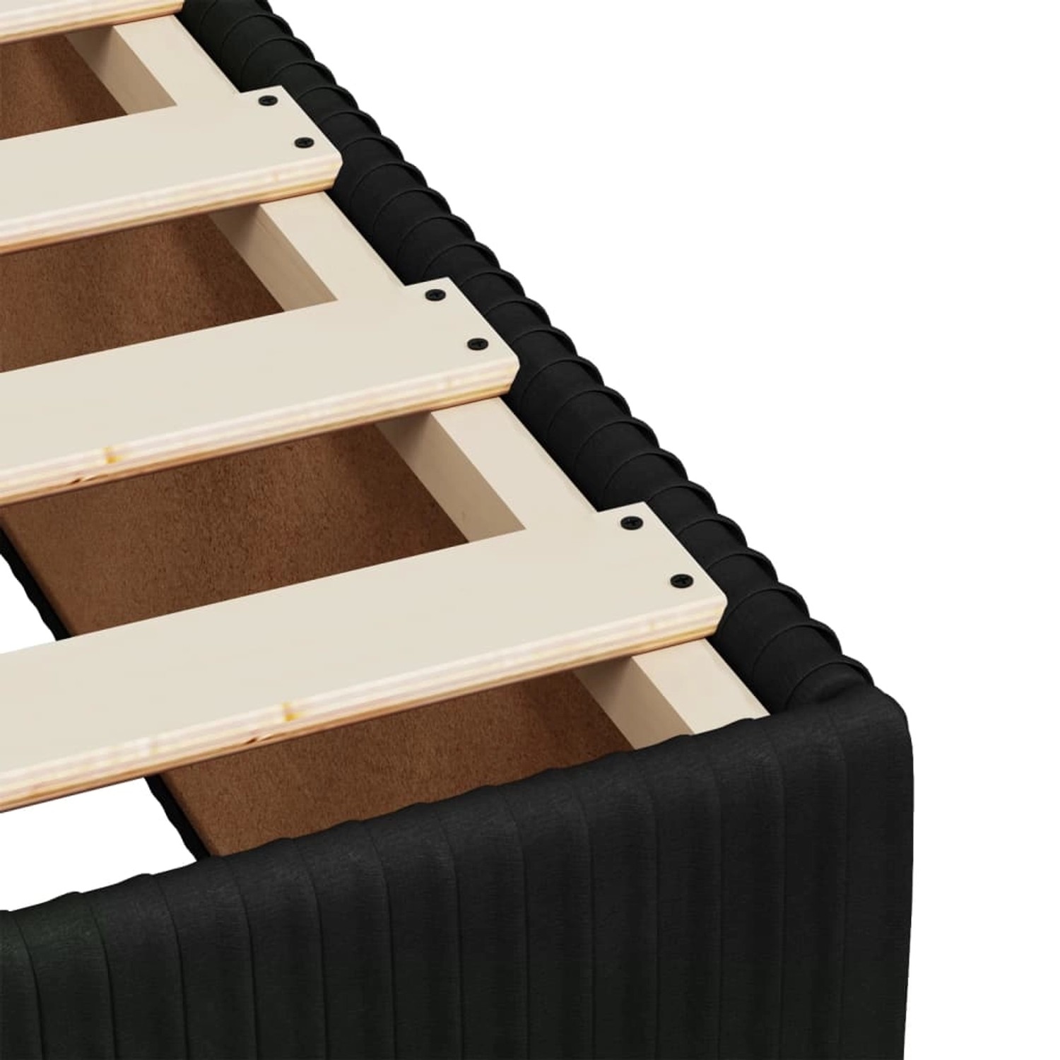 Detailansicht Boxspringbett vidaXL mit Lattenrost und schwarzem Samtbezug.