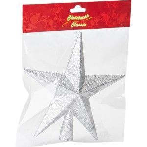 3D-Baumspitze Stern in Silber mit Glitzer für den Weihnachtsbaum.