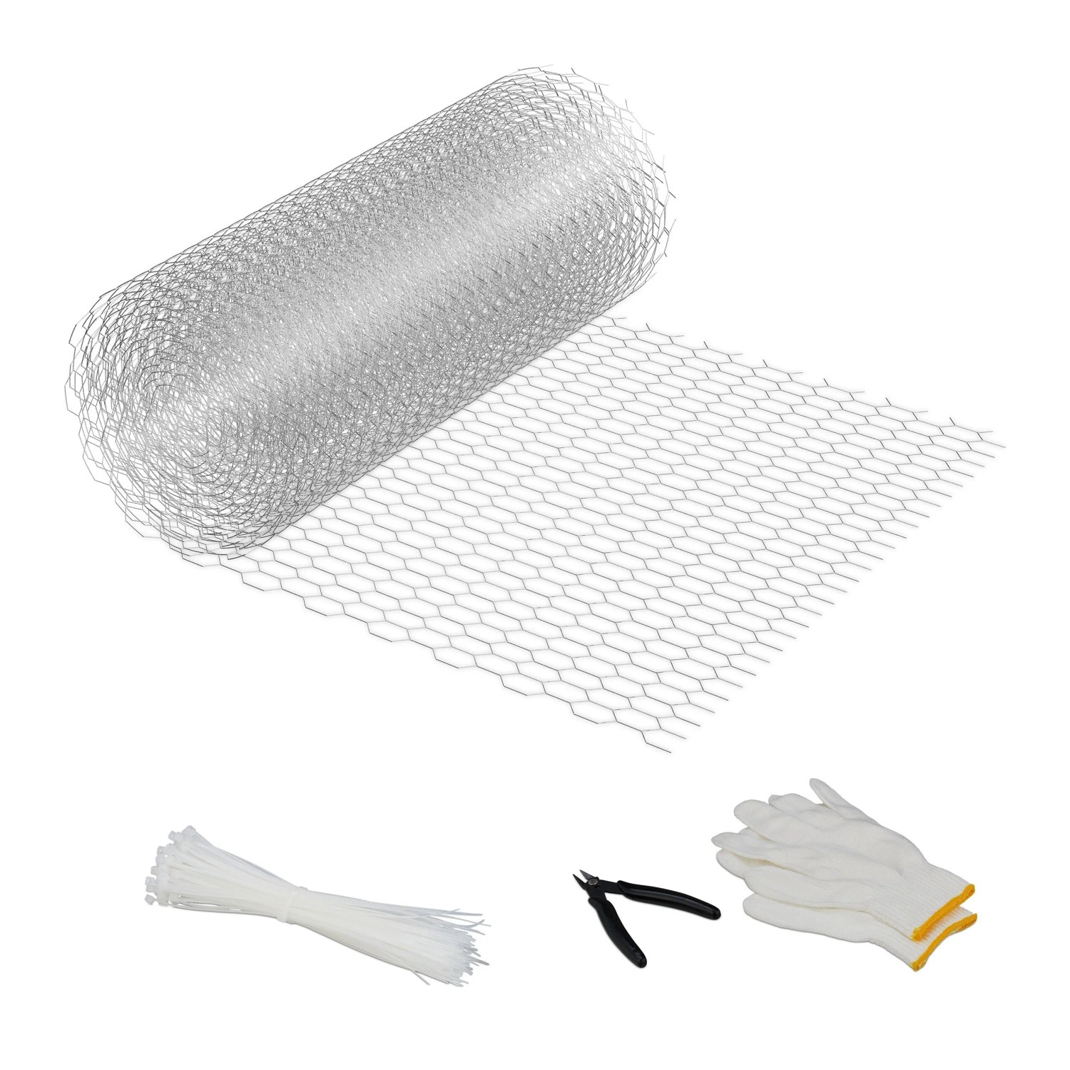 Relaxdays Maschendrahtzaun 15 x 25 mm Stahl Silber Wetterfest Zuschneidbar 0,4 m x 10 m 1,6 kg