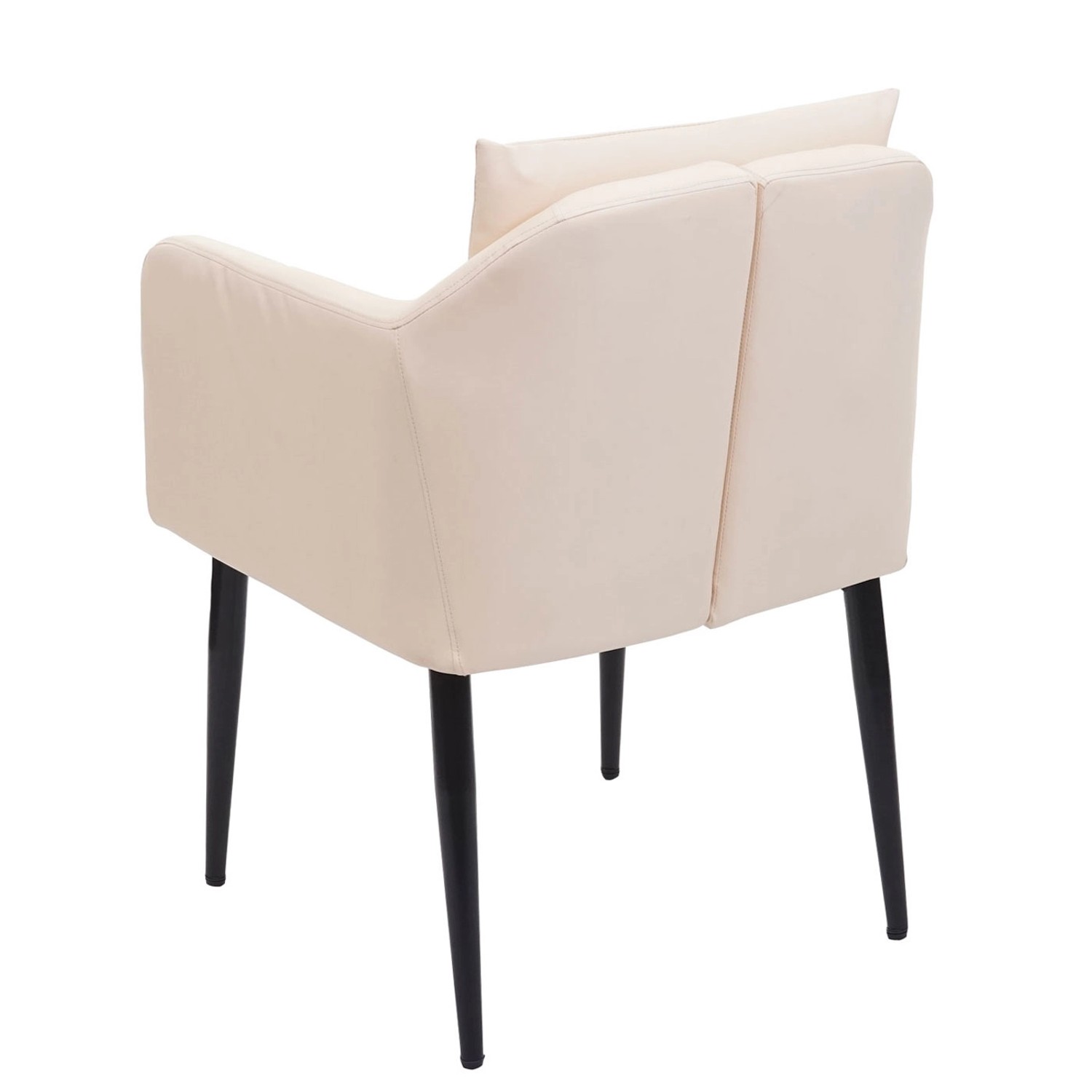 MCW Esszimmerstuhl H93, creme-beige Kunstleder, Polsterstuhl mit schwarzen Beinen.