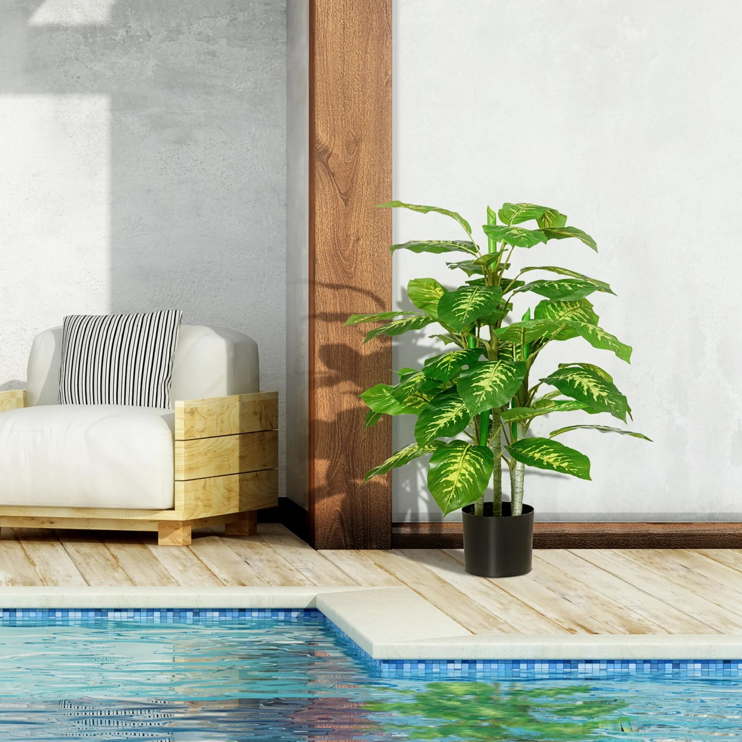 HOMCOM Kunstpflanze Dieffenbachie Gro 95 cm kaufen bei OBI