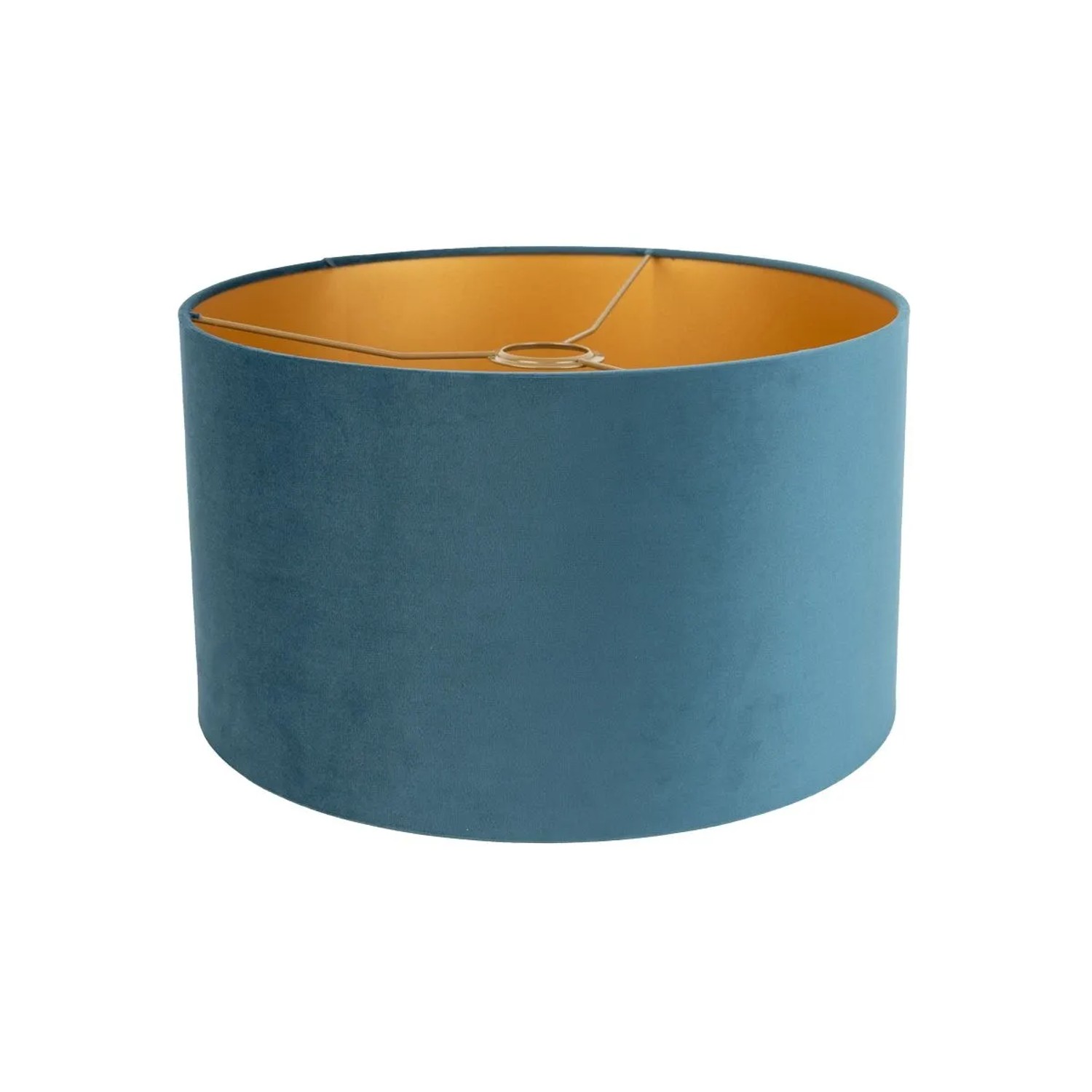 Blauer Samt Lampenschirm mit goldener Innenseite für Lampen & Leuchten.
