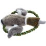 Graue Hunter Hunde-Ente als Intelligenzspielzeug mit Seil und Squeaker, 26 cm.