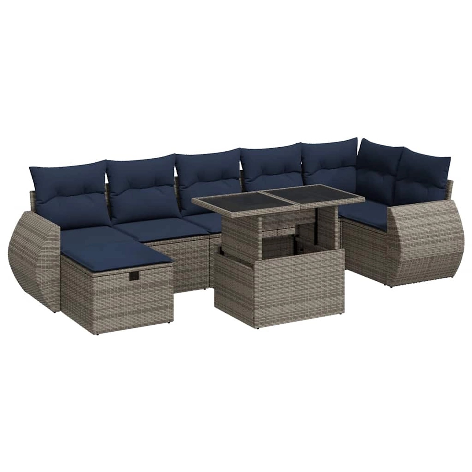 vidaXL 8-Tlg Garten-Sofagarnitur mit Kissen Grau Poly Rattan Akazie 3327911 günstig online kaufen